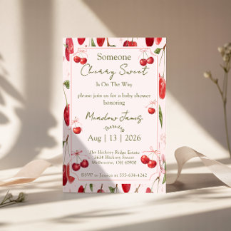 Cherry Sweet - Baby Shower Uitnodiging