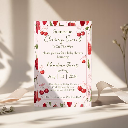 Cherry Sweet - Baby Shower Uitnodiging