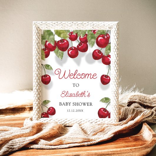 Cherry Sweet Baby shower Welkom Foam Board Poster