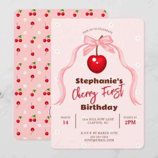 Cherry Sweet Birthday Kaart (Voorkant / Achterkant)