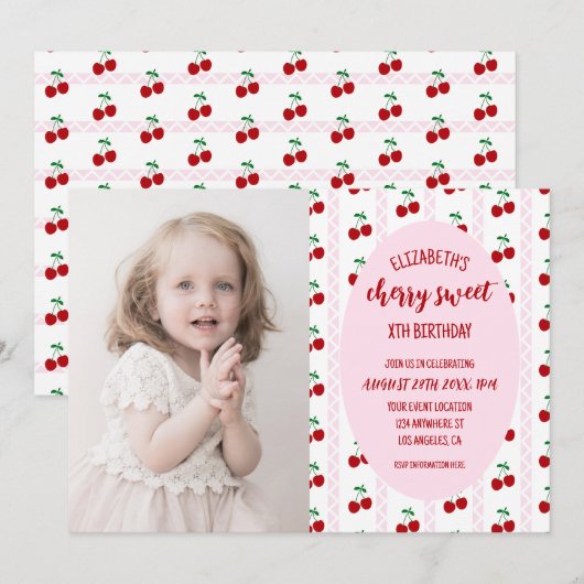 Cherry Sweet Birthday Kaart (Voorkant / Achterkant)