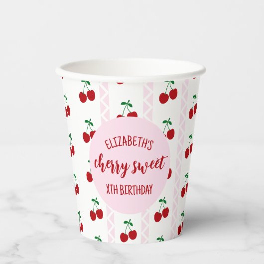 Cherry Sweet Birthday Papieren Bekers (Voorkant)
