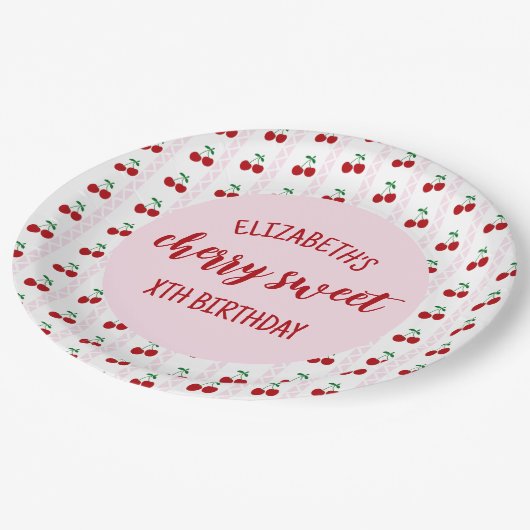 Cherry Sweet Birthday Papieren Bordje (Gekanteld)