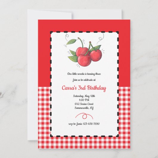 Cherry Sweet Birthday Party Kaart (Voorkant)