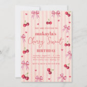 Cherry Sweet Birthday Party roze Bow Girl Kaart (Voorkant)