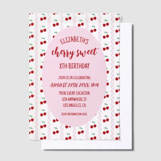 Cherry Sweet Birthday Vellum Uitnodigingen (Offset)