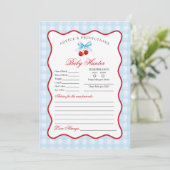 Cherry Sweet Blue Coquette Advies voor Baby Kaart (Staand voorkant)