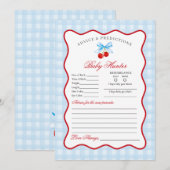 Cherry Sweet Blue Coquette Advies voor Baby Kaart (Voorkant / Achterkant)