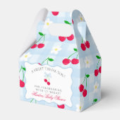 Cherry Sweet Blue Coquette Baby shower Favoriete B Bedankdoosjes (Voorkant Zijde)