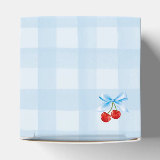 Cherry Sweet Blue Coquette Baby shower Favoriete D Bedankdoosjes (Bovenkant)