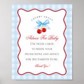 Cherry Sweet Blue Coquette Boog Advies voor Baby Poster (Voorkant)