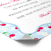 Cherry Sweet Blue Coquette Boog Advies voor Baby Poster (Hoek)