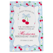 Cherry Sweet Blue Coquette Boog Verjaardagsgunsten Medium Cadeauzakje (Voorkant)