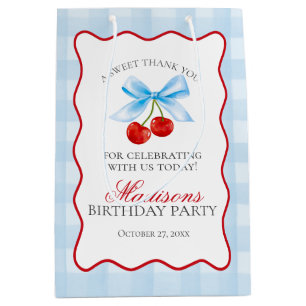 Cherry Sweet Blue Coquette Boog Verjaardagsgunsten Medium Cadeauzakje