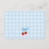 Cherry Sweet Blue Coquette Bow Baby Registry Kaart (Achterkant)