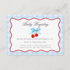 Cherry Sweet Blue Coquette Bow Baby Registry Kaart