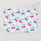 Cherry Sweet Blue Coquette Bow Baby Registry Kaart (Achterkant)