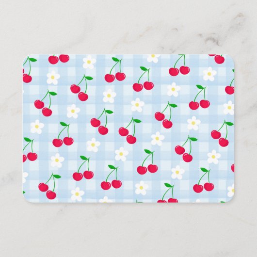 Cherry Sweet Blue Coquette Bow Baby Registry Kaart (Achterkant)