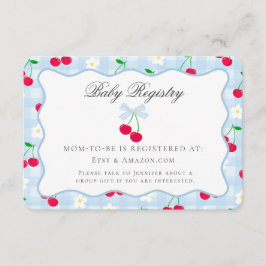 Cherry Sweet Blue Coquette Bow Baby Registry Kaart