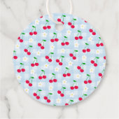 Cherry Sweet Blue Coquette Bow Baby shower Circle Bedankjes Labels (Achterkant)