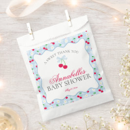 Cherry Sweet Blue Coquette Bow Baby shower Dessert Bedankzakje