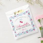 Cherry Sweet Blue Coquette Bow Baby shower Dessert Bedankzakje (Gezegeld)