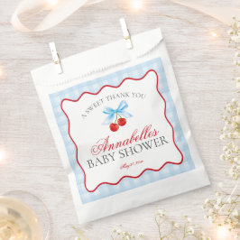 Cherry Sweet Blue Coquette Bow Baby shower Dessert Bedankzakje
