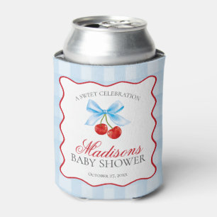 Cherry Sweet Blue Coquette Bow Baby shower Favorie Blikjeskoeler