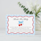 Cherry Sweet Blue Coquette Bow Boeken voor Baby Ka Informatiekaartje (Staand voorkant)