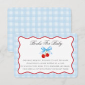 Cherry Sweet Blue Coquette Bow Boeken voor Baby Ka Informatiekaartje (Voorkant / Achterkant)