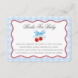 Cherry Sweet Blue Coquette Bow Boeken voor Baby Ka Informatiekaartje