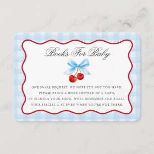 Cherry Sweet Blue Coquette Bow Boeken voor Baby Ka Informatiekaartje