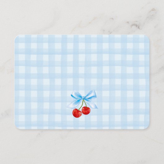 Cherry Sweet Blue Coquette Bow Bruids Registry Informatiekaartje (Achterkant)
