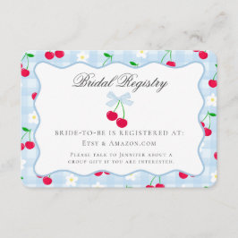 Cherry Sweet Blue Coquette Bow Bruids Registry Informatiekaartje