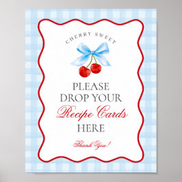 Cherry Sweet Blue Coquette Bow Deel een Receptteke Poster
