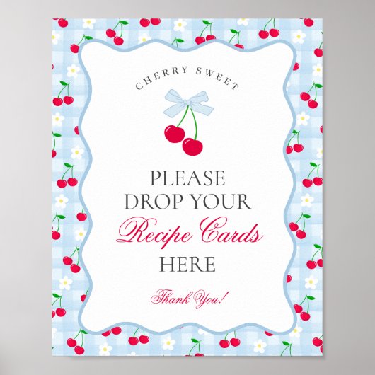 Cherry Sweet Blue Coquette Bow Deel een Receptteke Poster (Voorkant)
