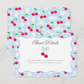 Cherry Sweet Blue Coquette Bow Details Kaart invoe (Voorkant / Achterkant)