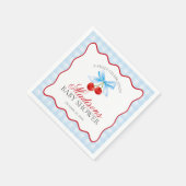 Cherry Sweet Blue Coquette Bow Gingham Baby shower Servet (Hoek)