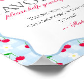 Cherry Sweet Blue Coquette Bow Gingham Favorieten  Poster (Hoek)