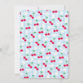 Cherry Sweet Blue Coquette Bow Gingham Verjaardag Kaart (Achterkant)