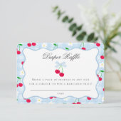 Cherry Sweet Blue Coquette Bow Luier Raffle Kaart (Staand voorkant)