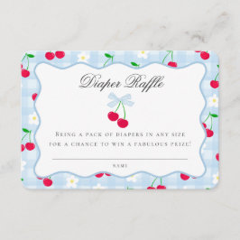 Cherry Sweet Blue Coquette Bow Luier Raffle Kaart