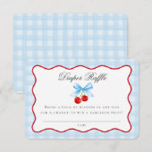 Cherry Sweet Blue Coquette Bow Luier Raffle Kaart (Voorkant / Achterkant)
