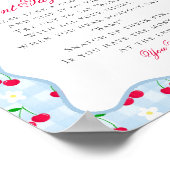 Cherry Sweet Blue Coquette Bow niet zeggen Baby te Poster (Hoek)