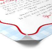 Cherry Sweet Blue Coquette Bow niet zeggen Baby te Poster (Hoek)