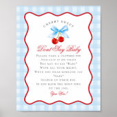 Cherry Sweet Blue Coquette Bow niet zeggen Baby te Poster (Voorkant)