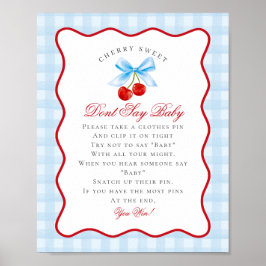Cherry Sweet Blue Coquette Bow niet zeggen Baby te Poster
