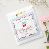 Cherry Sweet Blue Coquette Bow Verjaardag Dessert Bedankzakje (Gezegeld)