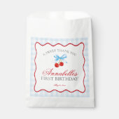 Cherry Sweet Blue Coquette Bow Verjaardag Dessert Bedankzakje (Voorkant)