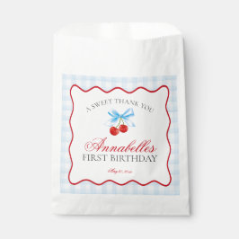 Cherry Sweet Blue Coquette Bow Verjaardag Dessert Bedankzakje